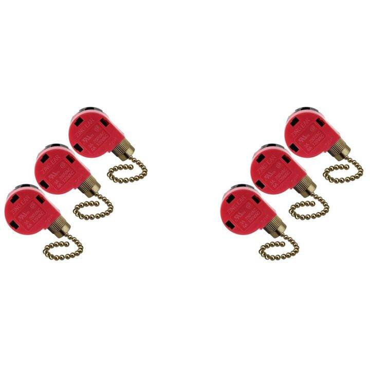 3PC Ceiling Fan Switch 3 Speed 4 Wire Zing Ear ZE268S6 Fan Pull Chain