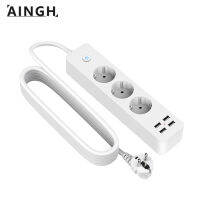 EU Socket 220 Pop Power Strip Extension พร้อมการชาร์จ USB หลายตัวแยกสายดินสวิตช์สายเคเบิลสามสายสำหรับไฟฟ้า-Xiaan Store