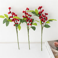 Home Decor For Christmas Holiday Pine Stems Red Berry Christmas Decorations Simulation Pine Picks Fake Berry Plant