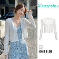 Xiaozhainv เสื้อเชิ้ตถักแขนยาว,เสื้อลำลองแฟชั่นแบบบางกันแดด