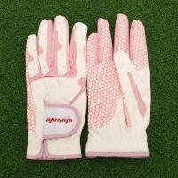 2023♗☎♝ New golf gloves womens sports gloves sun protection gloves wear-resistant breathable non-slip particles pink gloves women