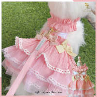 Glitter Pooch ชุดรัดอก สายจูง เสื้อผ้า สุนัข, หมา, แมว, สัตว์เลี้ยง พร้อม สายจูง รุ่น Romantic Vacay Pink