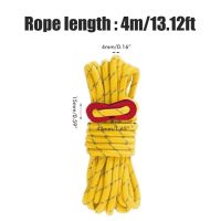 4Pcs 4m Reflective Nylon Tent Cord Adjuster Rope for Camping Outdoor Yellow