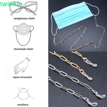 Women Anti Slip Face Mask Lanyard Eyeglass Neck Chain Mask Strap Antiskid  Losing Chain Glasses Chains Pearl Eyeglass Chain 8 