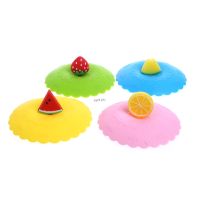 A5KB 4Pcs Cute Fruit Silicone Airtight Sealed Cup Cover Lid Coffee Mug Leakproof