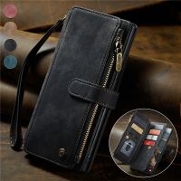 Leather Wallet Card Phone Cases For Samsung Galaxy S23 S22 Plus S21 Ultra S20 FE S10 S9 Note 20 10 A54 A34 A14 Zipper Flip Cover