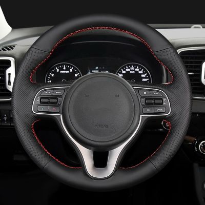 【YF】 Car Steering Wheel Cover Black Leather Braid For Kia Sportage 4 KX5 2016 2017 K5 Accessories