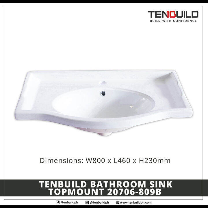 Tenbuild Ceramic Top Mount Bathroom Sink 20706809B Lazada PH