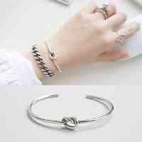 Hot Selling Women 925 Sterling Silver Bracelets Bangles Knot Design Girl Trendy Jewelry Accessories Gift (Jewel Ora BA102049)