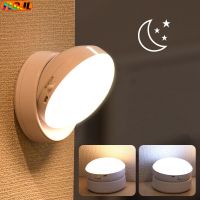 Wireless Round Motion LED Night Light USB Charging Cabinet Night Lamp Bedside Table For Bedroom Home Closet Sensor Lights Night Lights