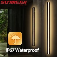 SUNMEIYI ไฟติดผนัง IP66กลางแจ้งกันน้ำ30 600 80 100ซม. โคมไฟผนัง Led ที่ทันสมัยยาวประตูสวนระเบียง Led โคมไฟติดผนังสีดำ