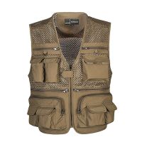 Unloading Mens Vest Tactical Webbed Gear Coat Summer Photographer Waistcoat Tool Many Pocket Mesh Work Sleeveless Jacket Male MSV0001