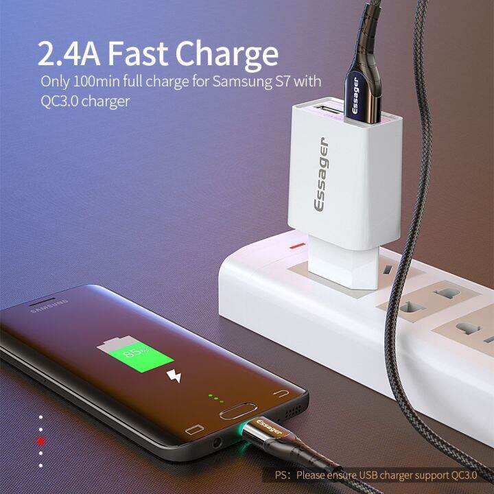 spot-express-essagermicro-เครื่องชาร์จ-usb3acharging-microusb-forxiaomi-data-wire-cordmobilecable2m