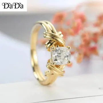 Fashion Hollow Pattern Ring Simple and Versatile 18K Gold-plated Female Ring  Jewelry - AliExpress