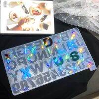 Holographic Letters Digital Epoxy Resin Molds DIY Laser Holographic Keychain Pendant Laser Letters Silicone Molds