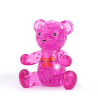 Beautiful 3D Crystal Puzzles for Kids Educational Toys Children Mini Jigsaw Animals Pink&amp;Yellow Bear Girls Birthday Gifts