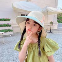 COD KKW MALL Childrens cape sun hat uv private wide brim sun儿童防晒帽子披肩帽防紫外线男女童大帽檐遮阳帽户外沙滩帽 小天鹅儿童旗舰店