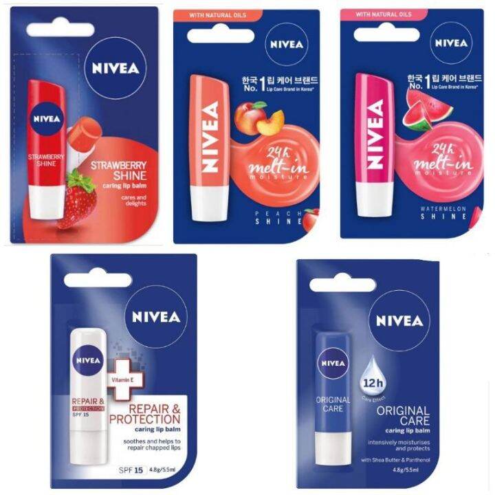 Nivea Lip Balm Fruity Shine Strawberry Kiss G Watermelon Peach