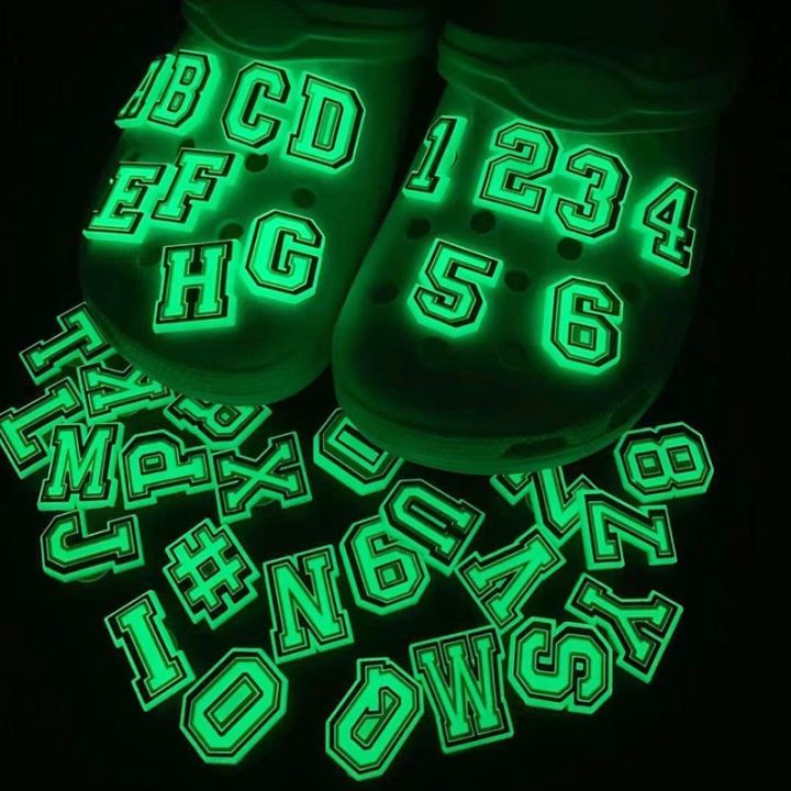 Luminous letter A-Z series shoes accessories Charms Clogs Pins for shoes  bags Jibbitz for Crocs