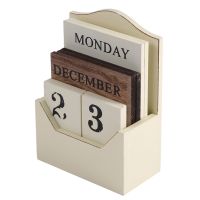 Wood Desk Calendar Retro Vintage Wood Block Perpetual Calendar Wooden Environmental Office Home Desk Decor Diy