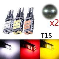 2ชิ้น DC 12โวลต์รถย้อนกลับกลับแสง T15 W16W 45 SMD 4014พลังงานสูงอัตโนมัติหลอดไฟสีขาวสีเหลืองสีแดงเลี้ยวโคมไฟ LED แสง C An BUS