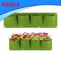 QKKQLA 4 Pockets Wall Hanging Planting Bags Green Wall Bag Flowers Plant Grow Pot Non-woven Fabrics Living Balcony Decorations