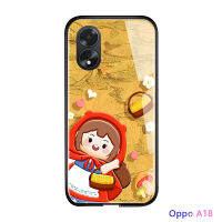 เคสใส่โทรศัพท์สำหรับ OPPO A38 A18เคสมันวาวกันกระแทกเคสฝาหลังกระจกเทมเปอร์ลายเจ้าหญิงเบลล์ซินเดอเรลล่าที่สวยงาม