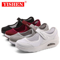 YISHEN Women Shoes Hollow Out Mesh Wedges Sneakers Casual Shoes Hook And Loop Cushion Platform Sneakers Chaussures Pour Femmes