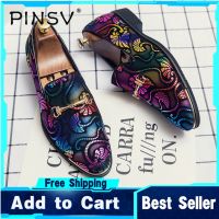 PINSV รองเท้าหนังลำลองเกาหลีสีสันสดใสรองเท้าผู้ชายแบบทางการสำหรับผู้ชายรองเท้าหนัง