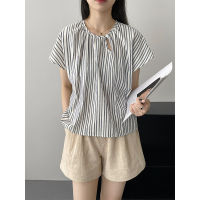 เสื้อเชิ้ต สไตล์เกาหลี สําหรับผู้หญิง korean shirt for women fashion lady blouse striped top