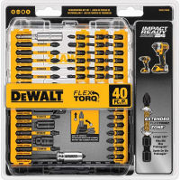 DEWALT Screwdriver Bit Set, Impact Ready, FlexTorq, 40-Piece (DWA2T40IR), Black/Silver Impack Ready FlexTorq Screw Driving Set, 40-Piece