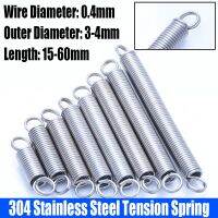 【LZ】ygip6080 5/10PCS 0.4mm Wire Dia 304 Stainless Steel O Ring Hook Extension Spring Tension Spring Coil Spring Dual Hook Spring L 15-60mm