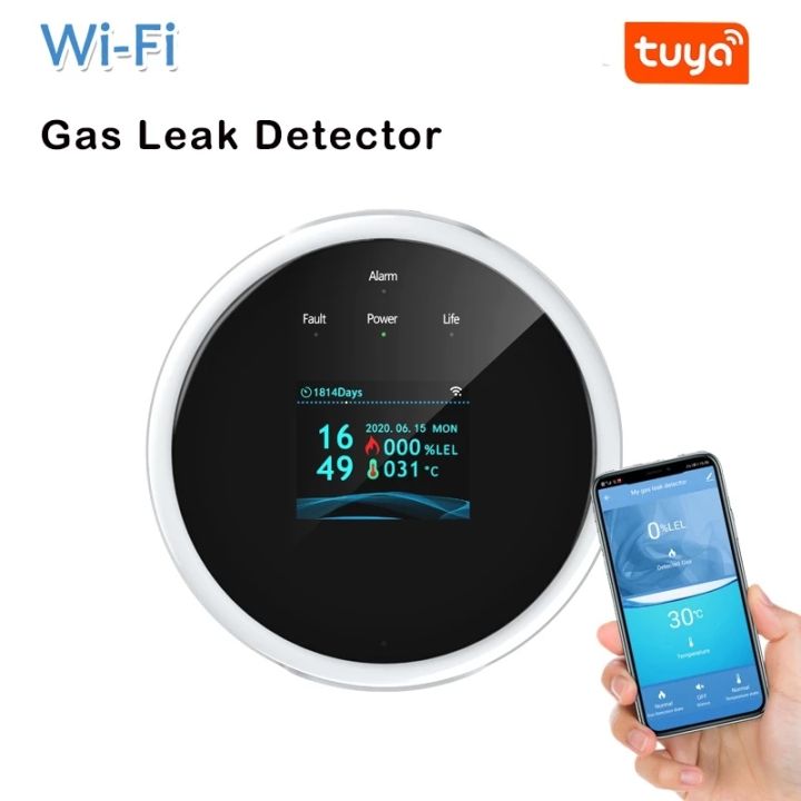 Tuya Smart Wifi Combustible Gas Leak Detector Natural Gasch4 Lpg Sensor Lcd Display Methane 9623