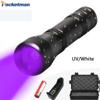 UV Flashlight Purple Light Lanterna 395nm Ultra Violet Light LED Torch Zoomable Flashlight by 18650 Battery Rechargeable  Flashlights