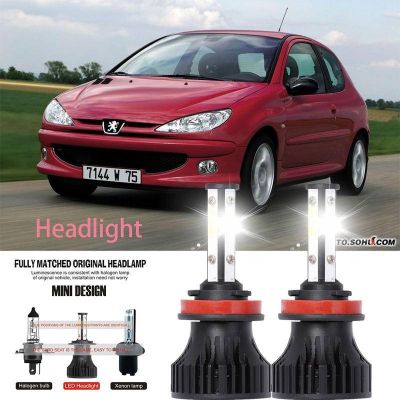 หลอดไฟหน้ารถยนต์ LED LAI 40w 6000k สีขาว สําหรับ Peugeot 206 (2 ลิตร 2 เมตร) 2010-2023