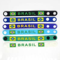 Sport Brazil National Team Soccer Football Fans Bracelets Brazilian Flag Wristband Rubber Fashion Jewelry Picture Hangers Hooks