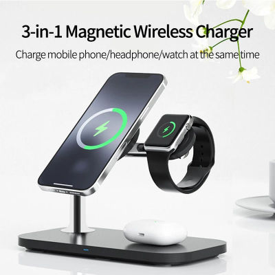 3 in 1 Magnetic Wireless Charger 15W Fast Charging For iPhone 12 13 14 Pro Max Samsung Apple Watch Airpods Pro Dock Station