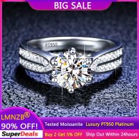 แหวน PT950จะไม่จางหาย1 2CT 3CT Moissanite เครื่องประดับแหวนแต่งงานสำหรับผู้หญิง