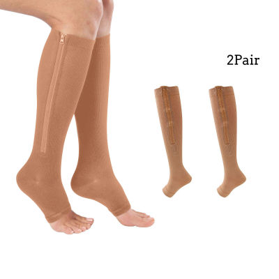 ถุงน่องยาวถึงเข่าเปิดนิ้วเท้ามีซิปถุงเท้ากันกระแทกสำหรับทั้งชายและหญิง2ชิ้น