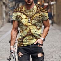 Summer New Mens Fashion T-shirt Stone Clock Like Harajuku 3D Printing Casual Sports T-shirt Round Neck Retro Short-sleeved Top