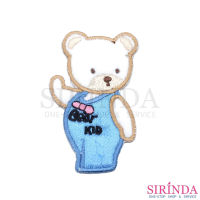 ตัวรีดการ์ตูนหมีโบกมือ BEAR KID ตัวรีดติดเสื้อ อาร์มปักตกแต่ง DIY EMBROIDERY PATCH (00080378)