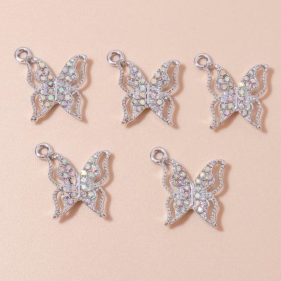 10pcs Glorious Shining Crystal Butterfly Charms Pendants of Necklaces Earrings DIY Jewelry Making High Quality Charms Supply Headbands
