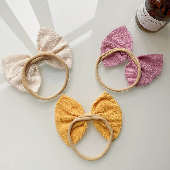 hot-4ชิ้นเซ็ตผ้าฝ้ายสีทึบเด็ก-bows-headband-สำหรับเด็กผู้หญิงไนลอนยืดหยุ่น-headwear-handmade-ทารกแรกเกิดเด็กวัยหัดเดินอุปกรณ์เสริมผม