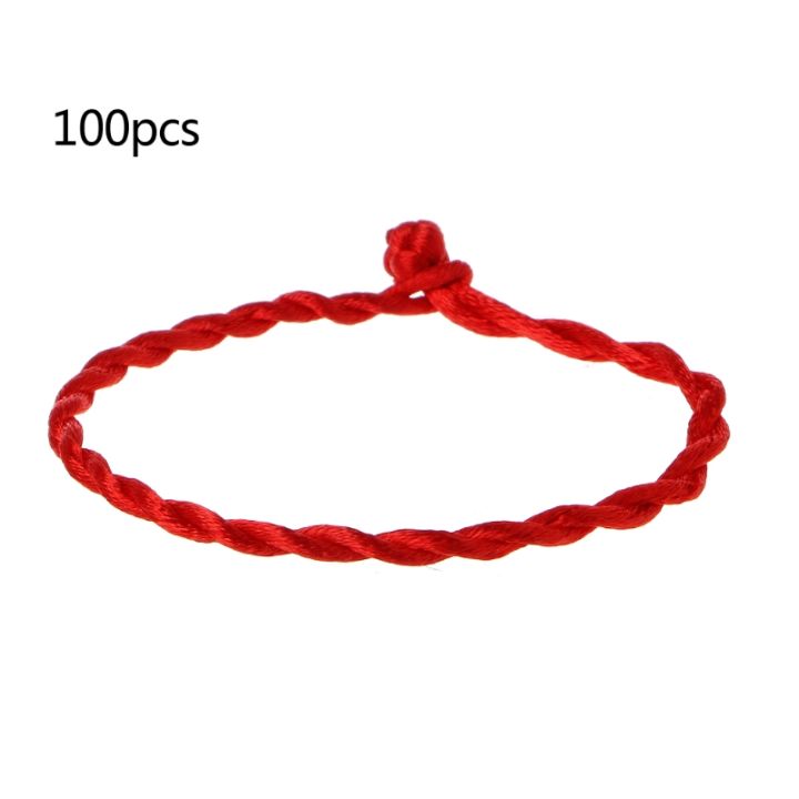 100pcs-สีแดงสายคับบาลาห์สร้อยข้อมือชาติพันธุ์เชือกสีแดงอุปกรณ์ตกแต่งสนามเครื่องประดับ