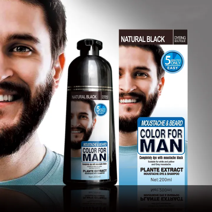 Mokeru 200ml Herbal Extract Fast Permanent Black Dye Grey Hair Shampoo Natural  Black Beard Dye Shampoo For Men Hair Color Dye | Lazada PH