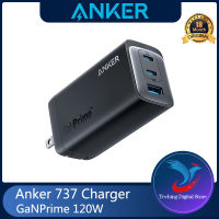 Anker เครื่องชาร์จ737 GaNPrime 120W 3พอร์ต USB-C USB-A แบบ Multi-Divice ชาร์จเร็วพับได้กะทัดรัดสำหรับโทรศัพท์แท็บเล็ตและโน้ตบุ๊ก