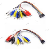 20cm 1pair Double-ended Eclectic Alligator Clip Male Female Jump Wire 10pin Crocodile Clip Test Wire Connection DIY YB8TH