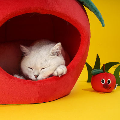 Apple Cat Litter Winter Warm And Comfortable Fully Enclosed Soft Litter Cat House Sleeping All Seasons
