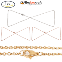 Beebeecraft 1 pc 304 Stainless Steel Cable Chains Necklace Makings with Lobster Claw Clasps for Men Women Bracelet Anklet Jewelry Making Platinum/Rose Gold 17.9"(45.5cm)