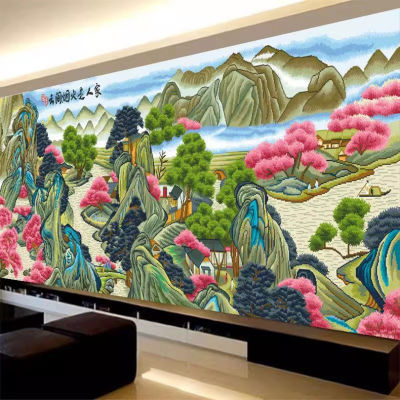 5D ชุดภาพวาดเพชร DIY "Xanadu Paradise ห้องนั่งเล่นภูมิทัศน์เมฆดอกไม้ไฟภาพวาดภูมิทัศน์ของผู้คน" ภาพวาดเพชรเจาะแบบเต็มเพชรกลมชุดศิลปะภาพวาดเพชรงานฝีมือสำหรับตกแต่ง
